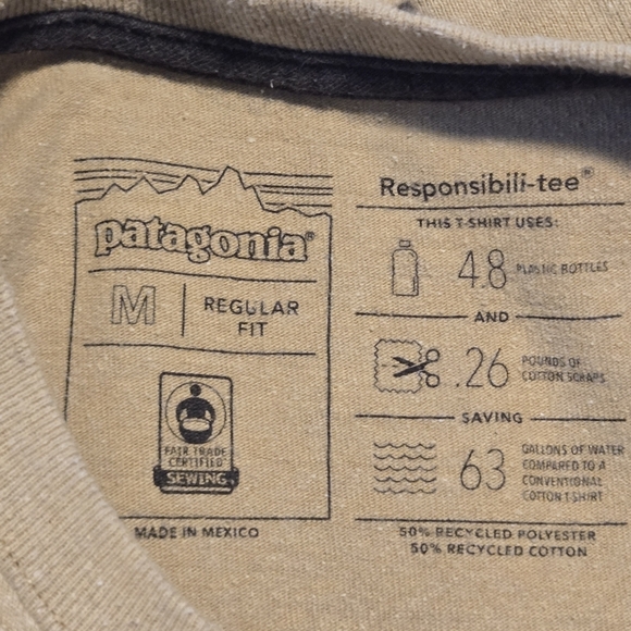 Patagonia Mens Regular Fit Worn Wear Logo Long Sleeve Shirt Medium - Picture 9 of 9